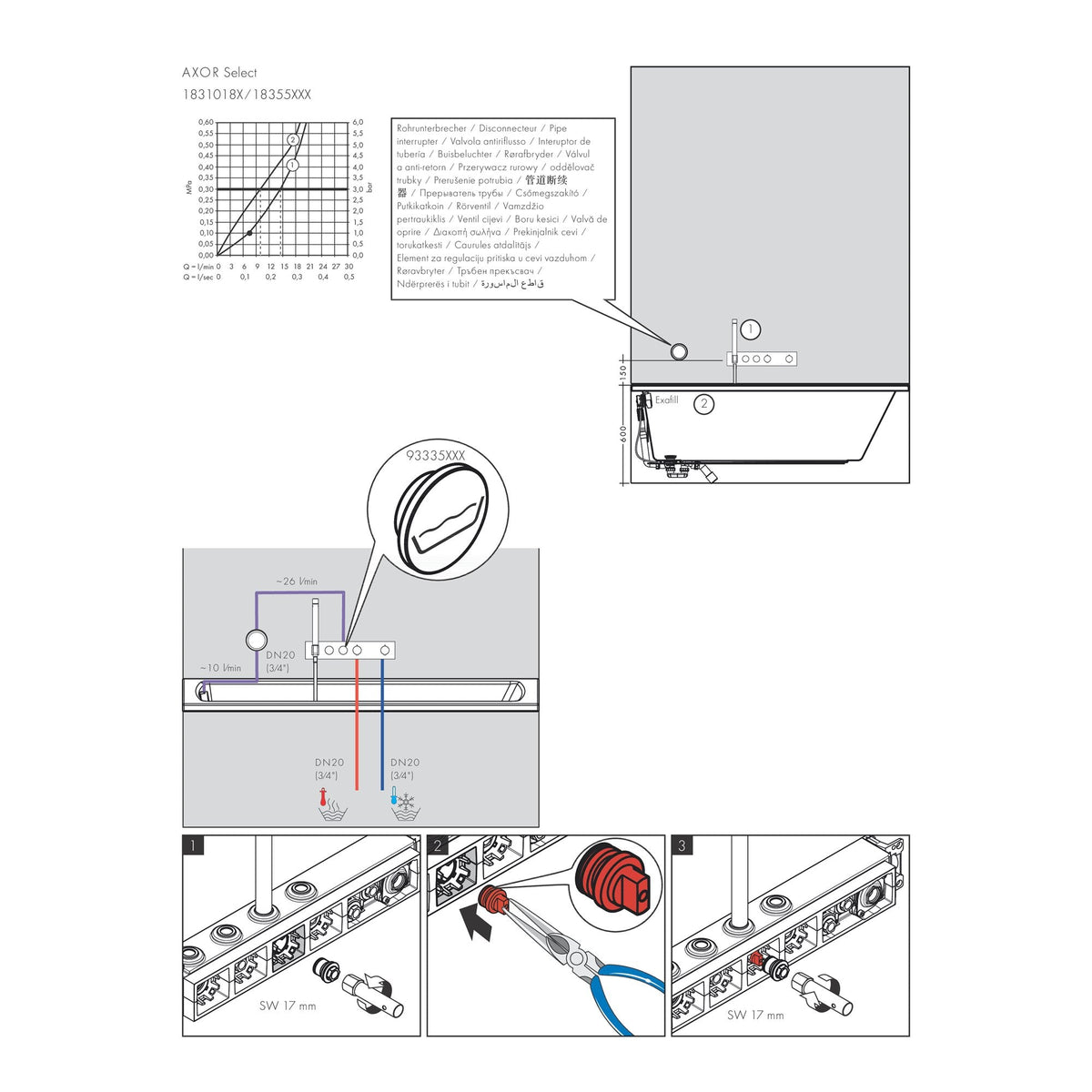 AXOR-ShowerSolutions-Thermostatic-module-Select-460-90-for-concealed-installation-for-2-functions-18355-technical-04