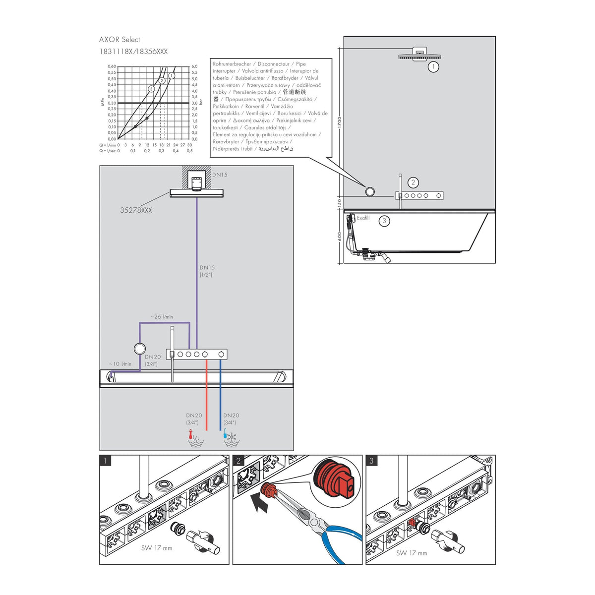 AXOR-ShowerSolutions-Thermostatic-module-Select-530-90-for-concealed-installation-for-3-functions-18356-technical-04