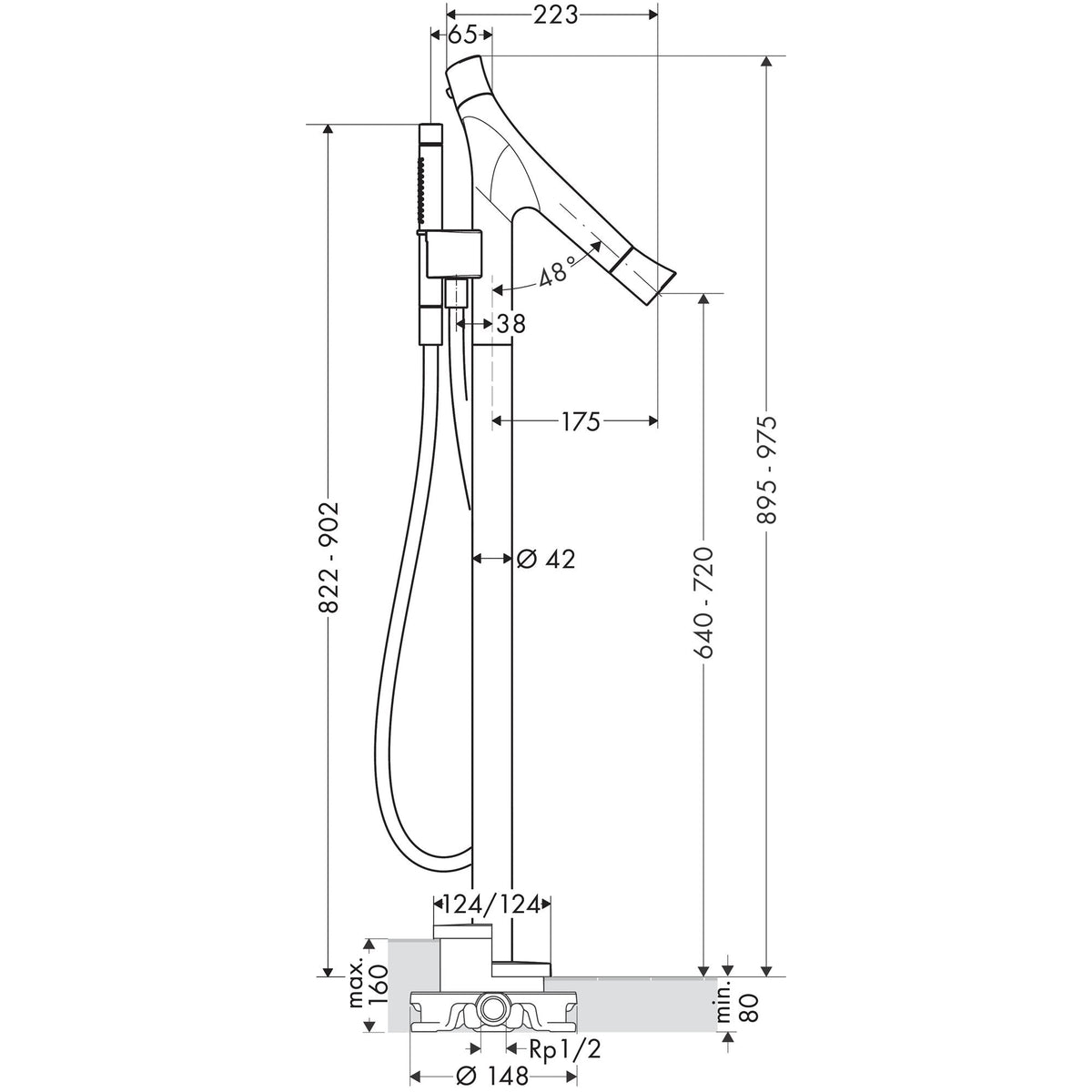 AXOR-Starck-Organic-Bath-thermostat-floor-standing-12016-technical-02