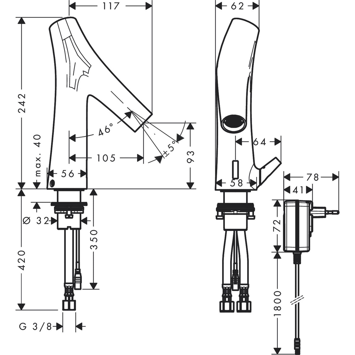 AXOR-Starck-Organic-Electronic-basin-mixer-with-temperature-control-with-mains-connection-230-V-12173-technical-02