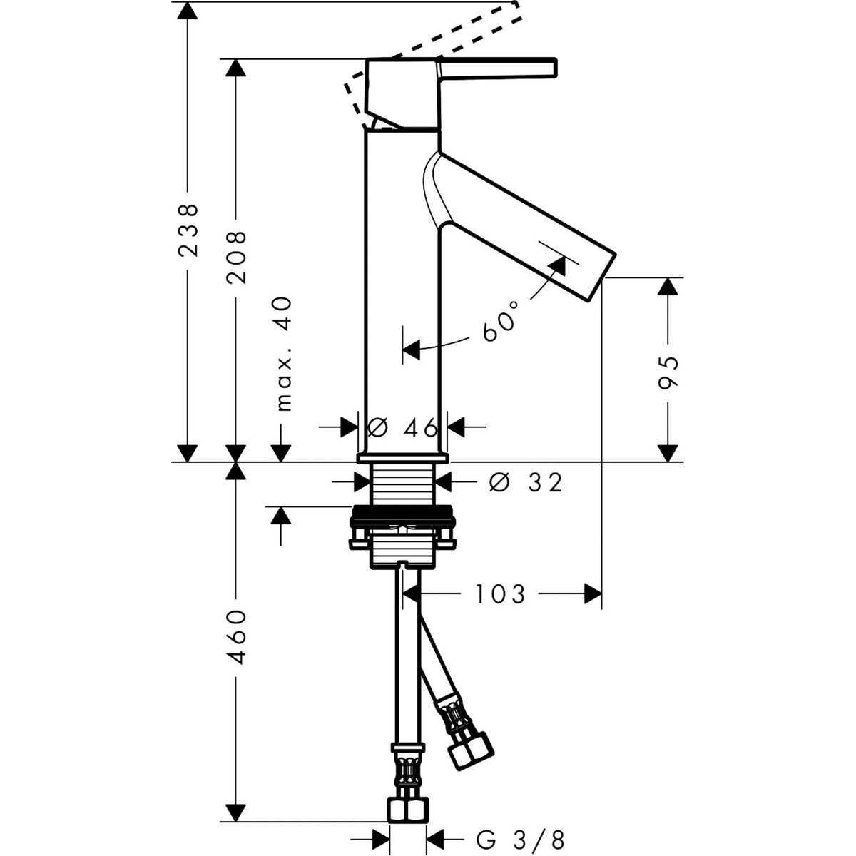 AXOR-Starck-Single-lever-basin-mixer-100-with-lever-handle-and-waste-set-10003-technical-01