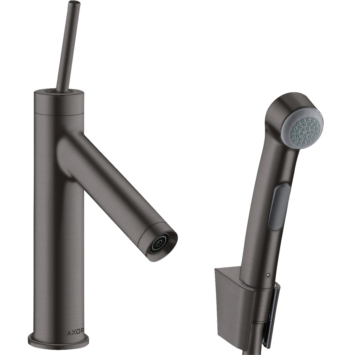 AXOR-Starck-Single-lever-basin-mixer-90-with-bidette-hand-shower-and-shower-hose-1-60-m-Brushed-Black-Chrome-10300340