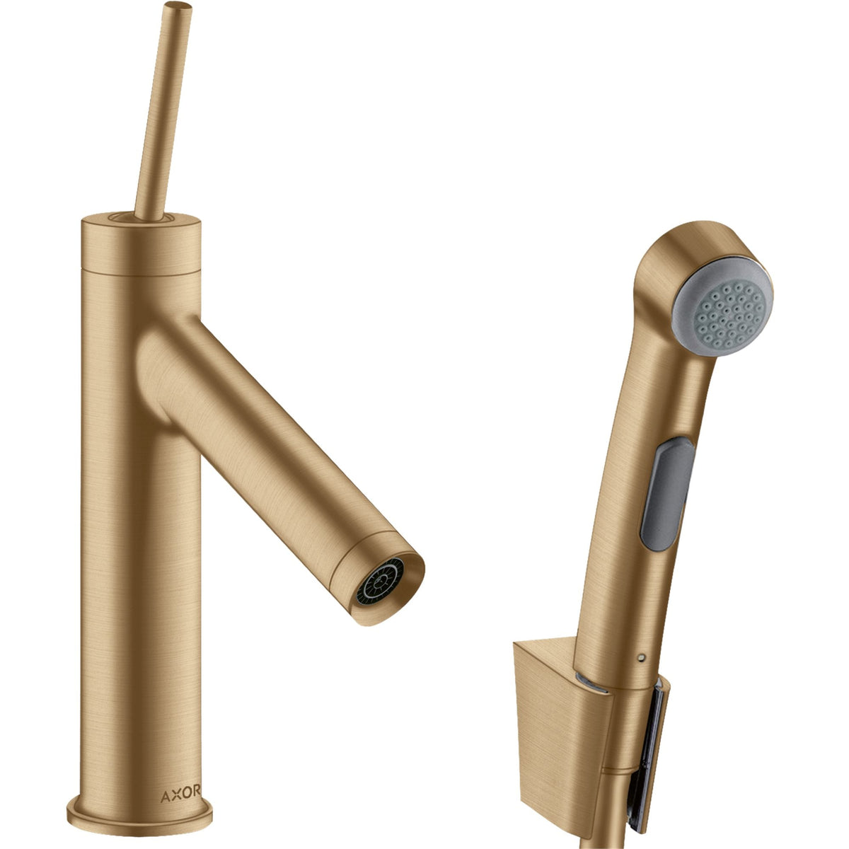 AXOR-Starck-Single-lever-basin-mixer-90-with-bidette-hand-shower-and-shower-hose-1-60-m-Brushed-Bronze-10300140