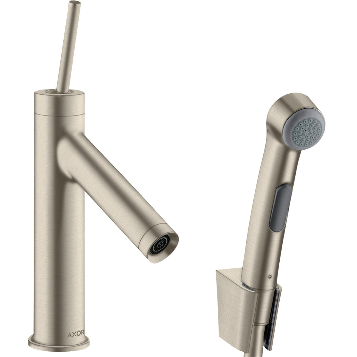 AXOR-Starck-Single-lever-basin-mixer-90-with-bidette-hand-shower-and-shower-hose-1-60-m-Brushed-Nickel-10300820