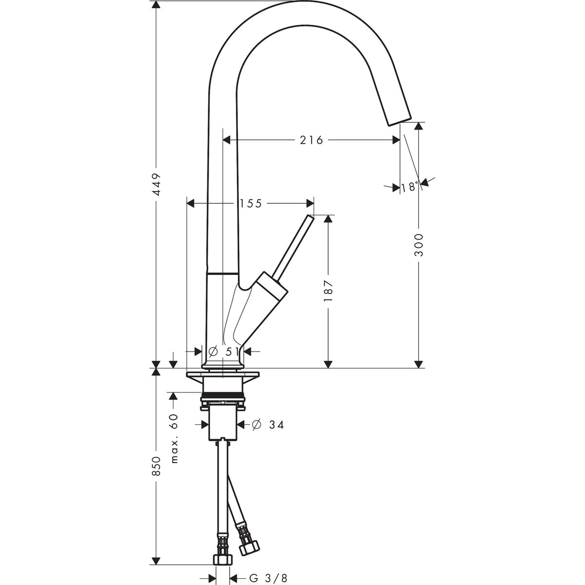 AXOR-Starck-Single-lever-kitchen-mixer-300-with-swivel-spout-10822-technical-02