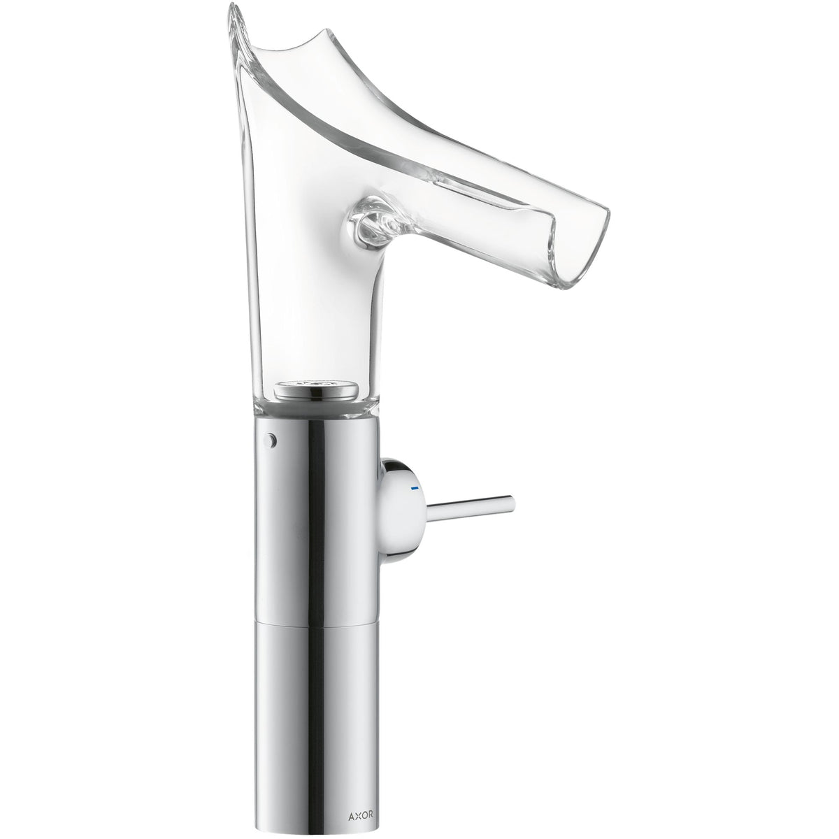 AXOR-Starck-V-Single-lever-basin-mixer-220-with-glass-spout-for-wash-bowls-with-waste-set-Chrome-12114000