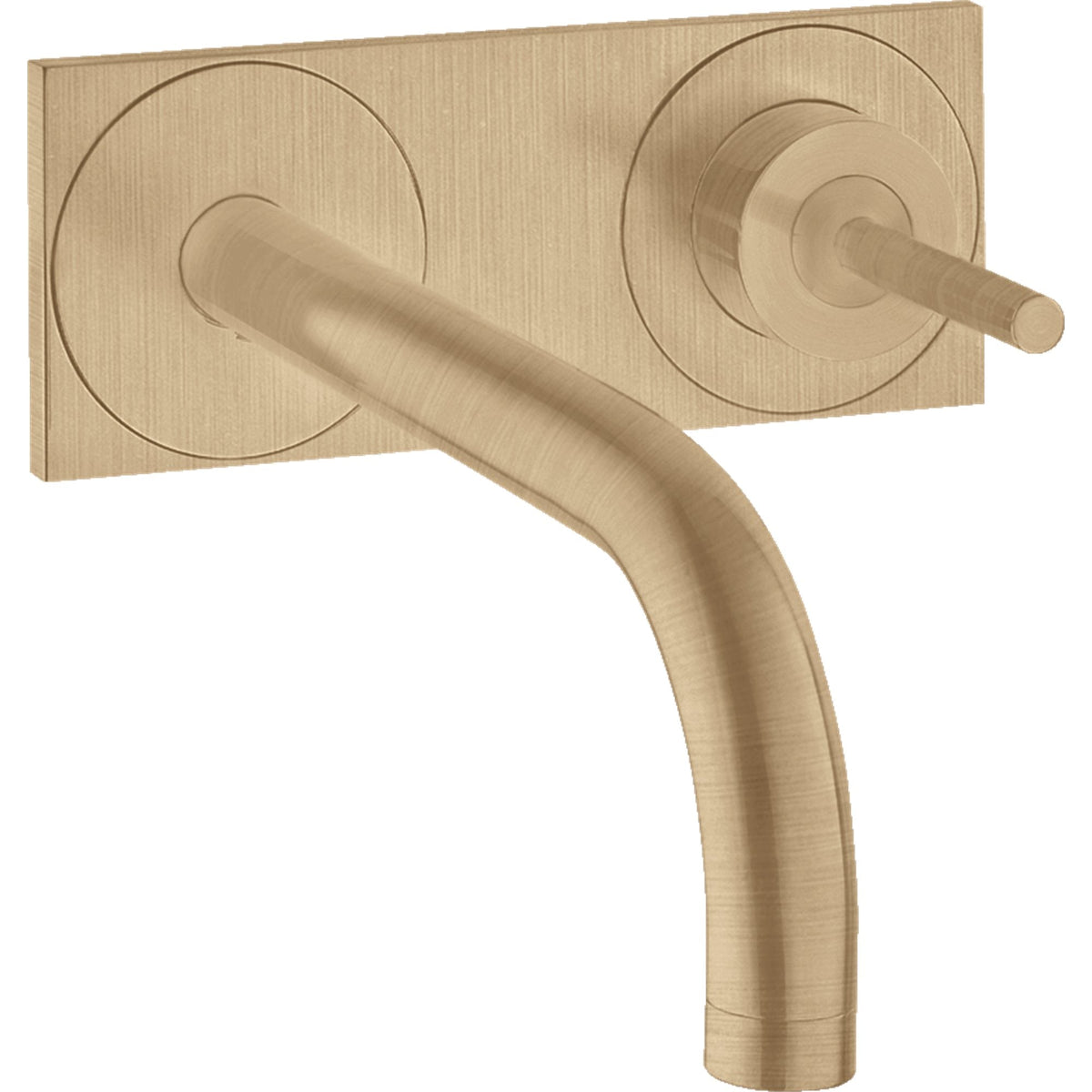 AXOR-Uno-Single-lever-basin-mixer-for-concealed-installation-wall-mounted-with-spout-225-mm-and-plate-Brushed-Bronze-38115140
