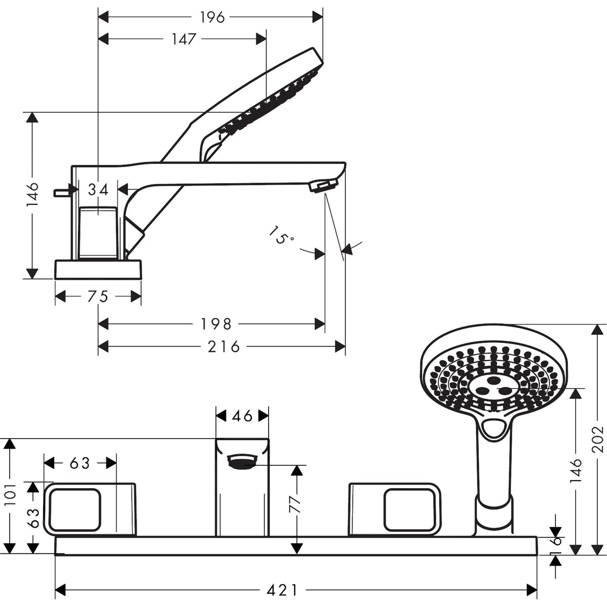 AXOR-Urquiola-4-hole-tile-mounted-bath-mixer-11445-technical-02