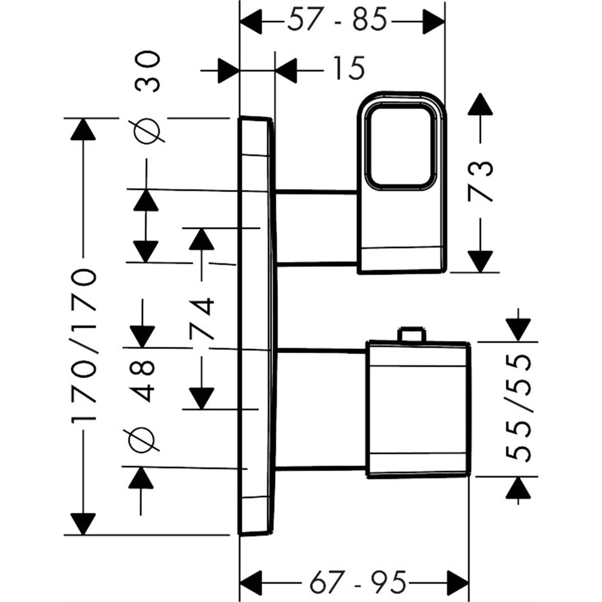 AXOR-Urquiola-Thermostat-for-concealed-installation-with-shut-off-valve-11732-technical-01