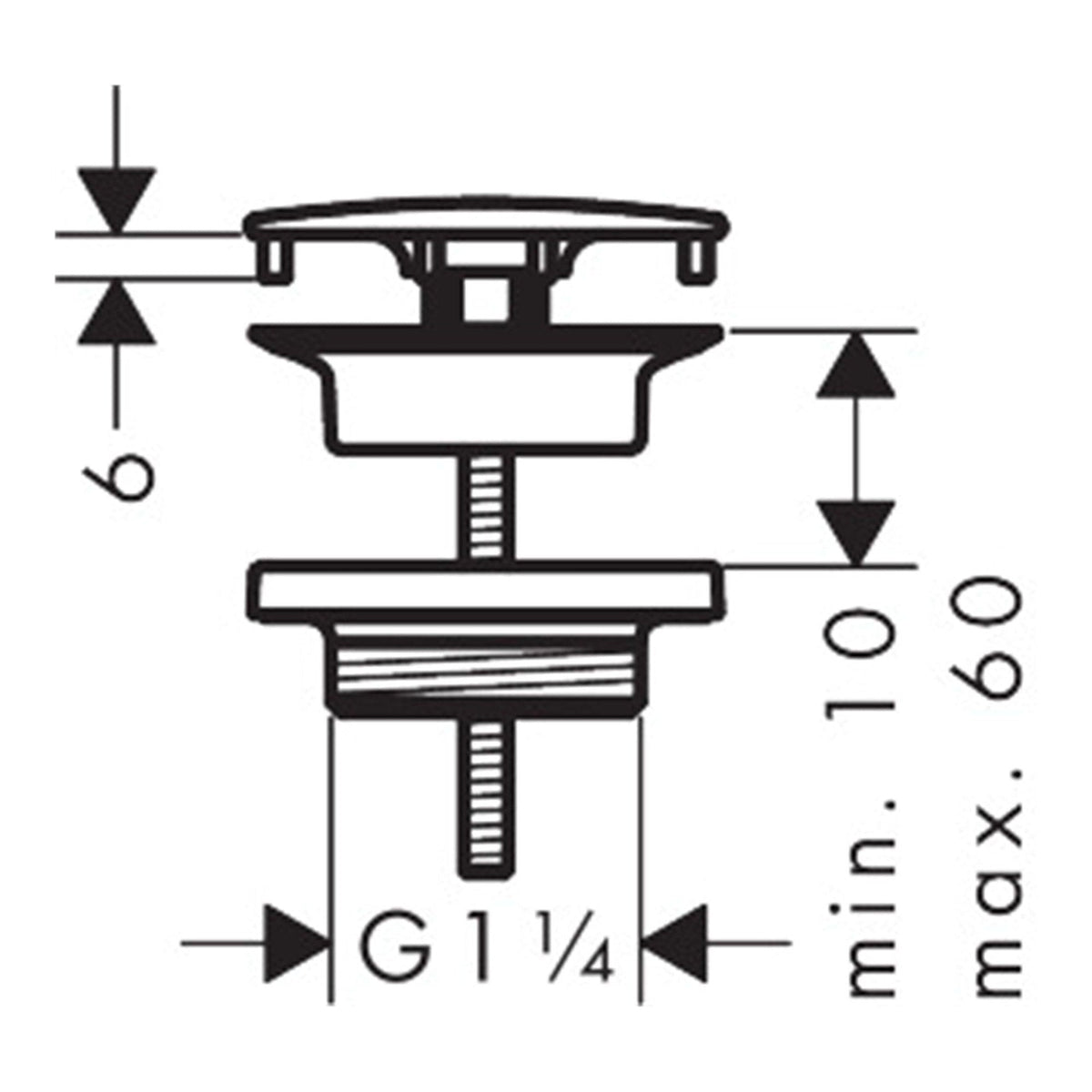 AXOR Waste set non closing for washbasins 51301 technical 01