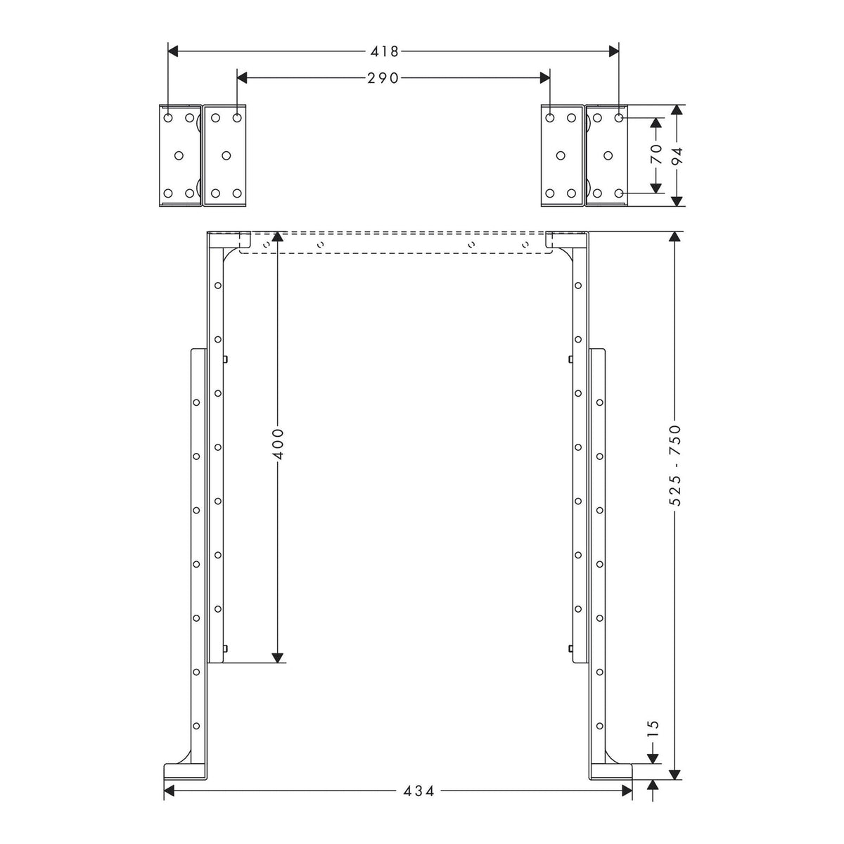 AXOR sBox Mounting angle set for installation plate for tile mounted installation 28011 technical 01