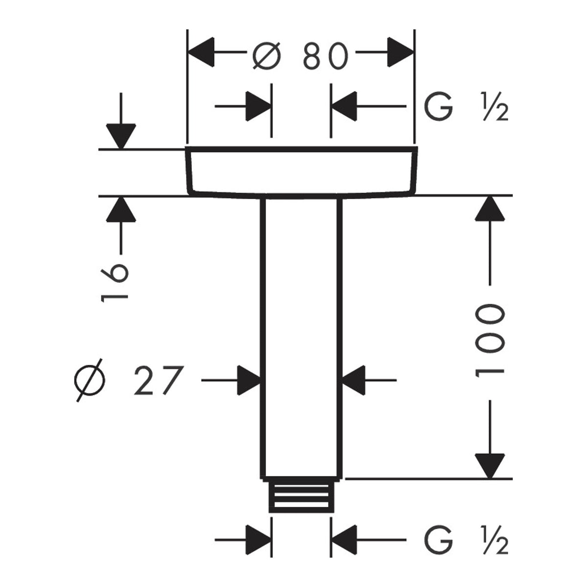 Hansgrohe Ceiling connector S 10 cm 27393000 technical 02.jpg