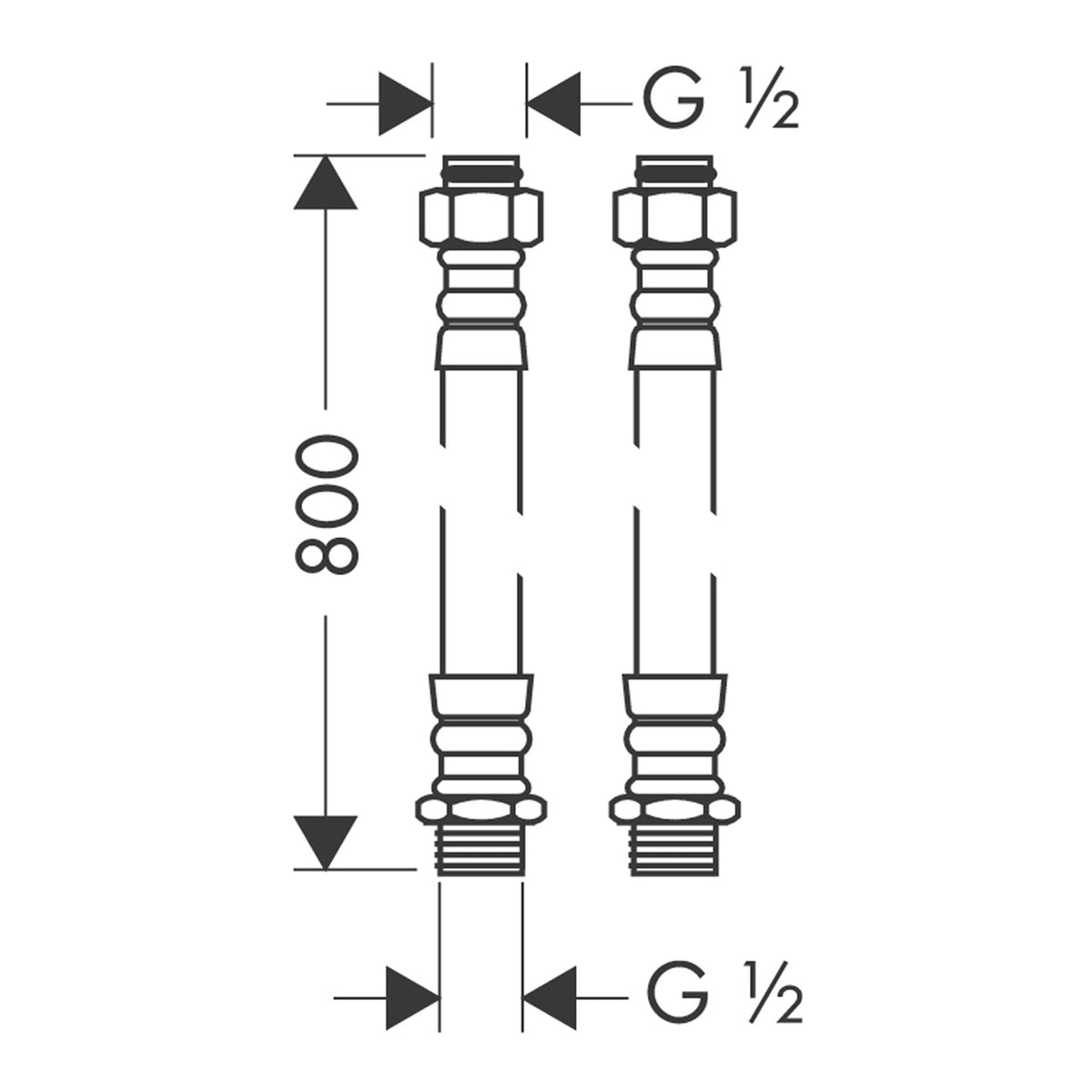 Hansgrohe-Connection-tube-set-for-2-hole-rim-mounted-thermostatic-bath-mixer-96387-technical-01