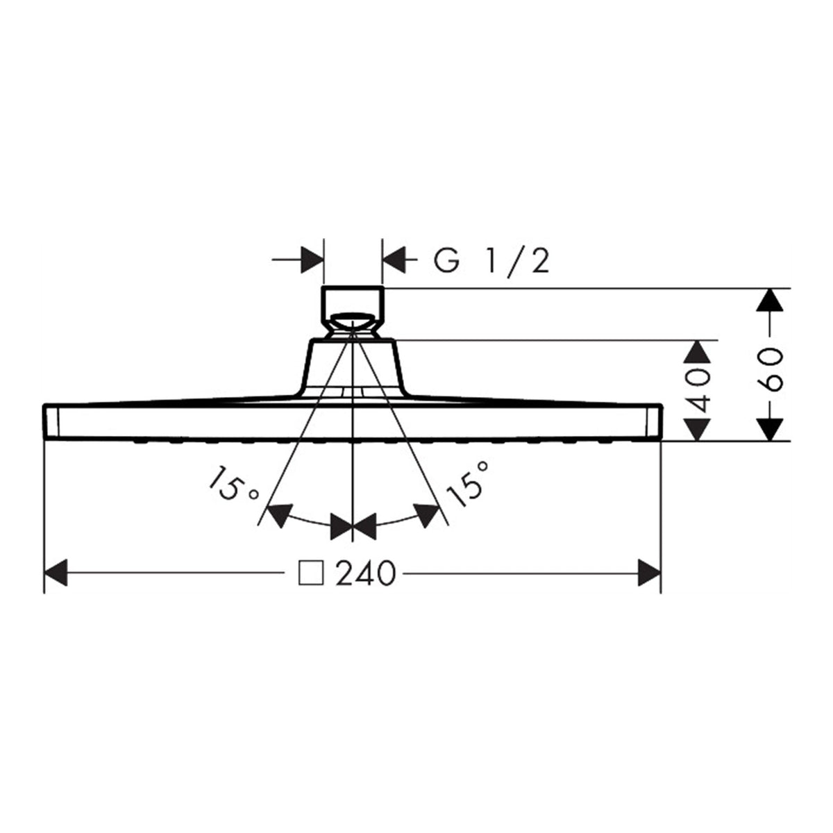 Hansgrohe Crometta E Overhead shower 240 1jet LowPressure 26722000 technical 01.jpg