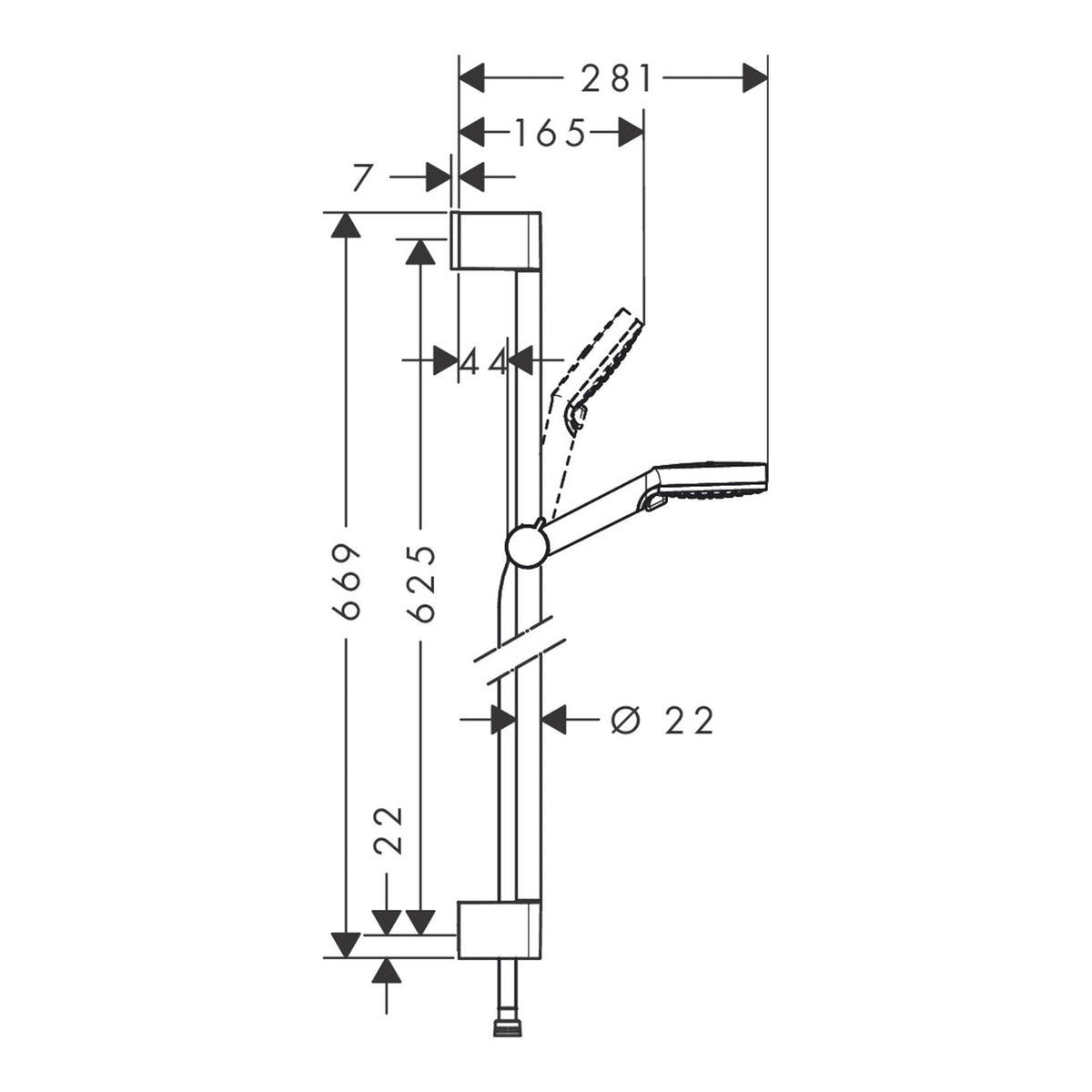 Hansgrohe Crometta Shower set 100 Vario EcoSmart with shower bar 65 cm 26555400 technical 01.jpg