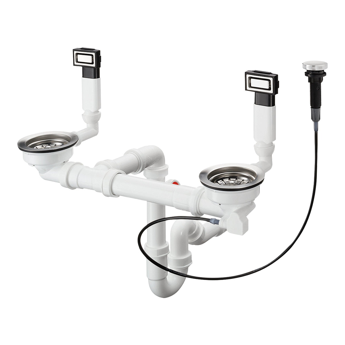 Hansgrohe D15 11 Automatic waste and overflow set for double bowl Stainless Steel 43932800.jpg