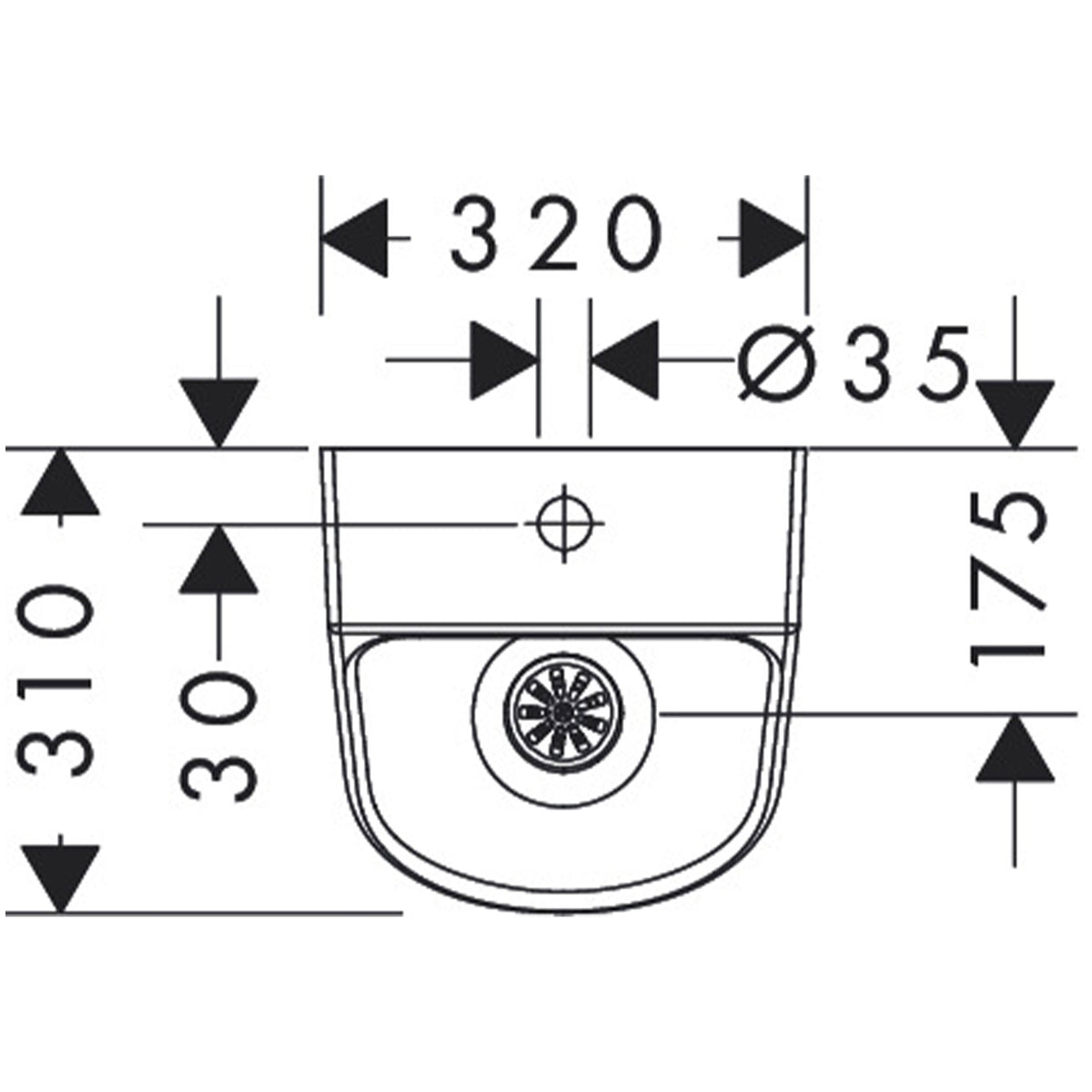 Hansgrohe-EluPura-Original-S-Urinal-with-rear-water-supply-and-bottom-rear-outlet-rimless-60286450-scale-draw