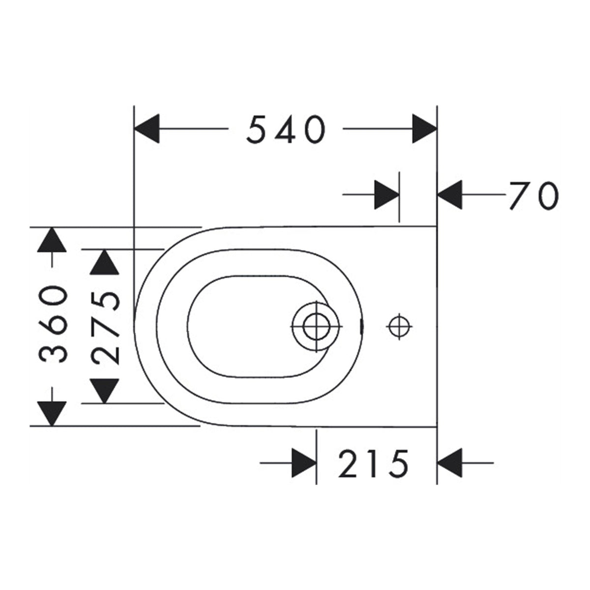 Hansgrohe-EluPura-S-Wall-hung-Bidet-540-with-tap-hole-and-overflow-60278-technical-01