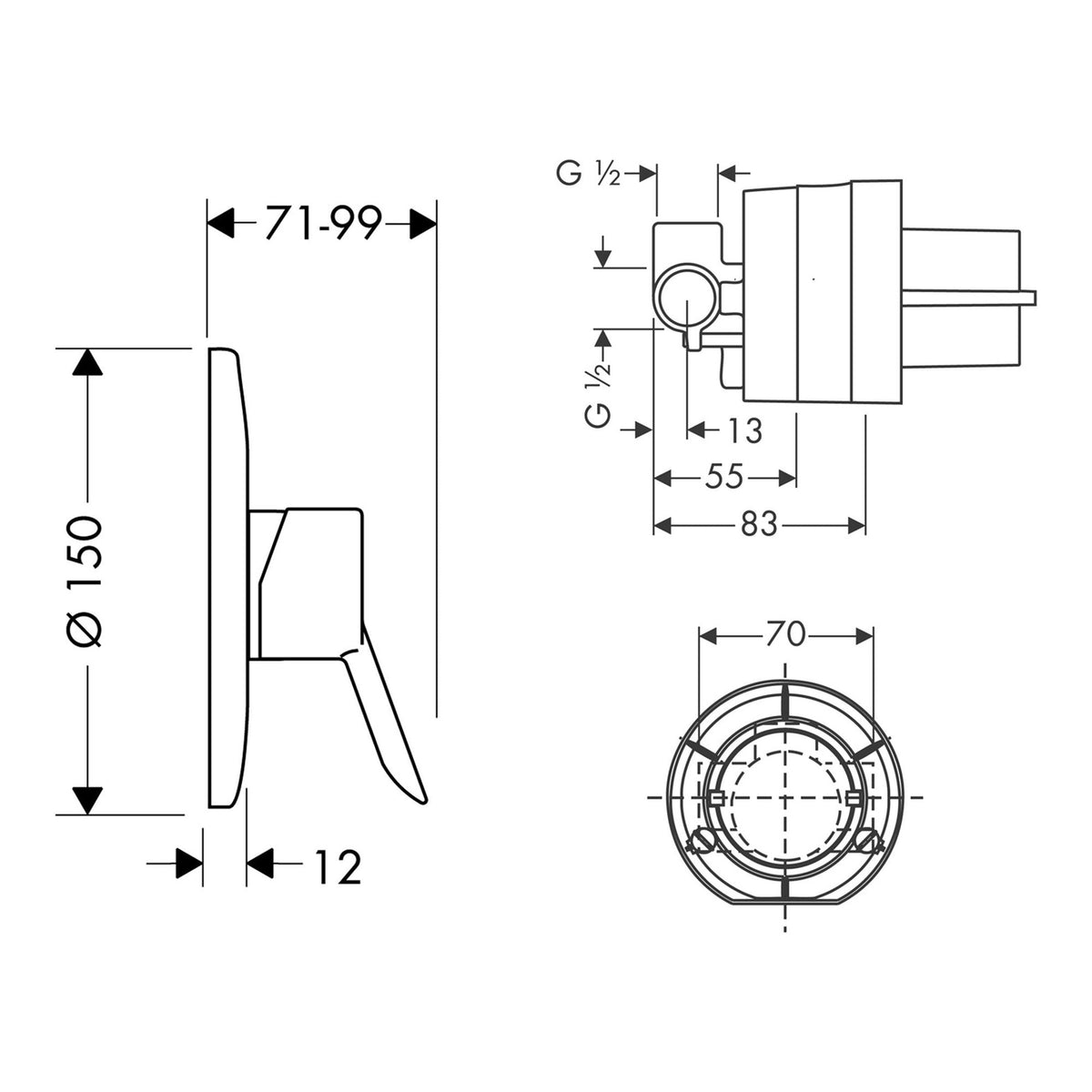 Hansgrohe Focus Shower mixer set for concealed installation 31966000 technical 01.jpg