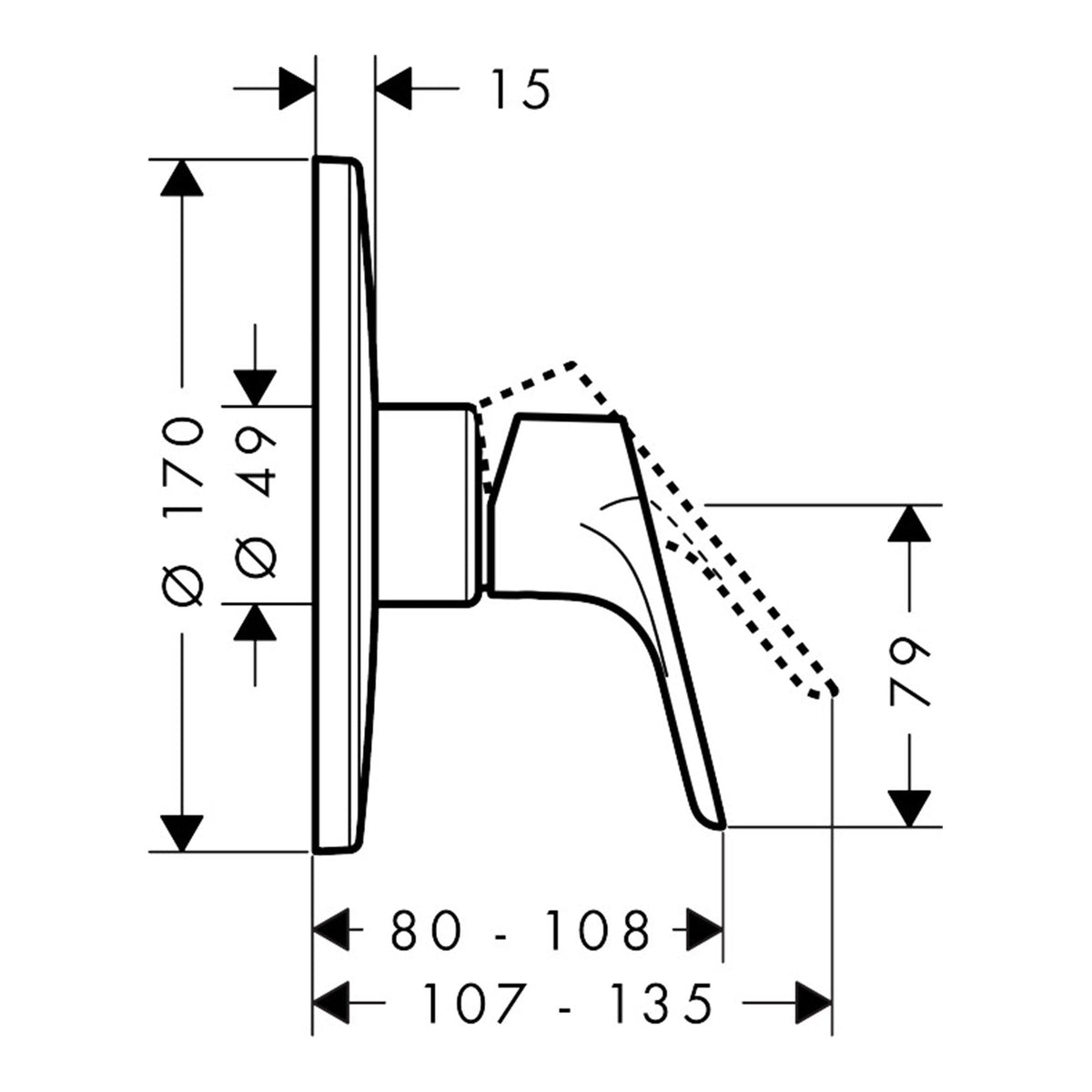 Hansgrohe Focus Single lever shower mixer HighFlow for concealed installation for iBox universal 31964000 technical 01.jpg