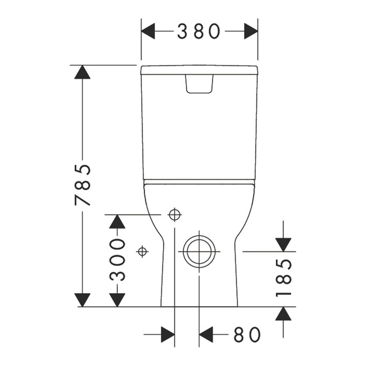 Hansgrohe GladeLake S Floorstanding WC close coupled with multi outlet AquaChannel Flush 60108450 technical 02.jpg