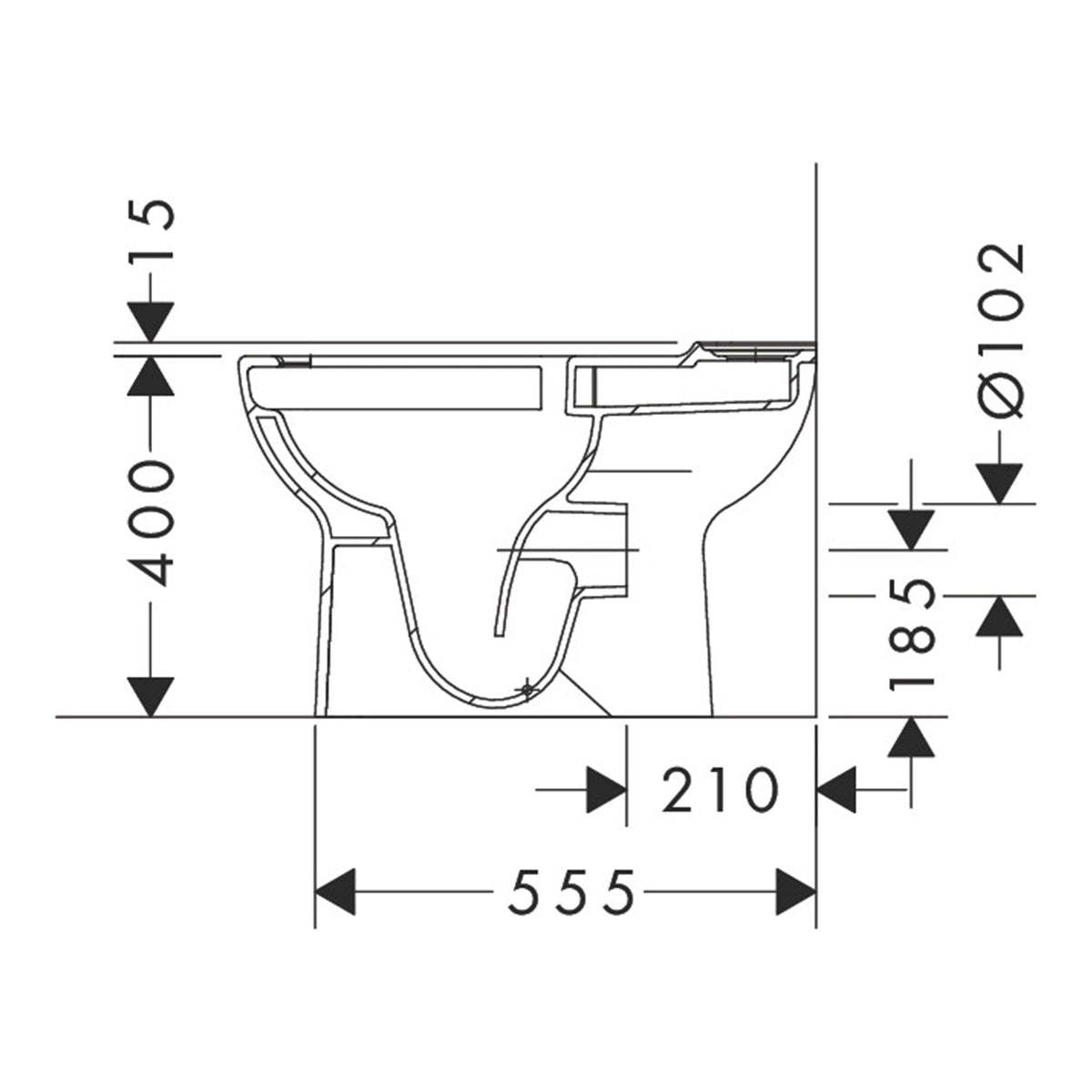 Hansgrohe GladeLake S Floorstanding WC close coupled with multi outlet AquaChannel Flush 60108450 technical 03.jpg