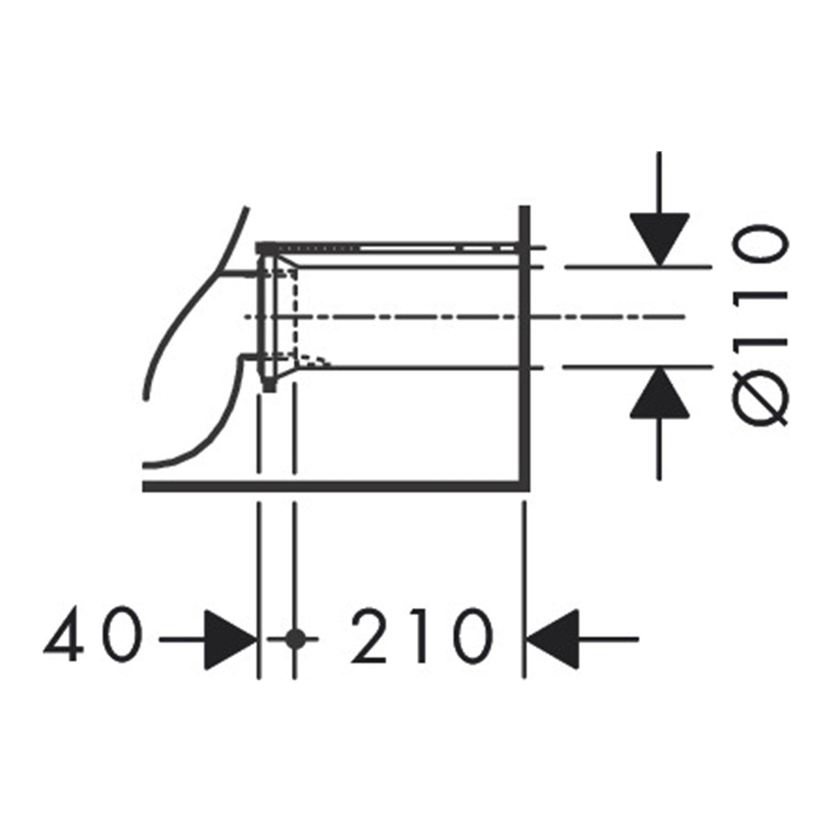 Hansgrohe GladeLake S Floorstanding WC close coupled with multi outlet AquaChannel Flush 60108450 technical 04.jpg