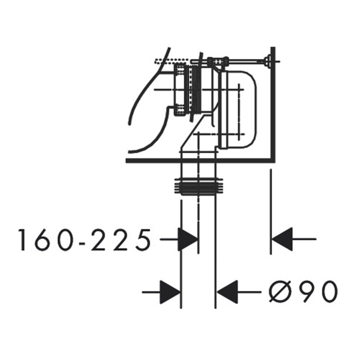 Hansgrohe GladeLake S Floorstanding WC close coupled with multi outlet AquaChannel Flush 60108450 technical 08.jpg