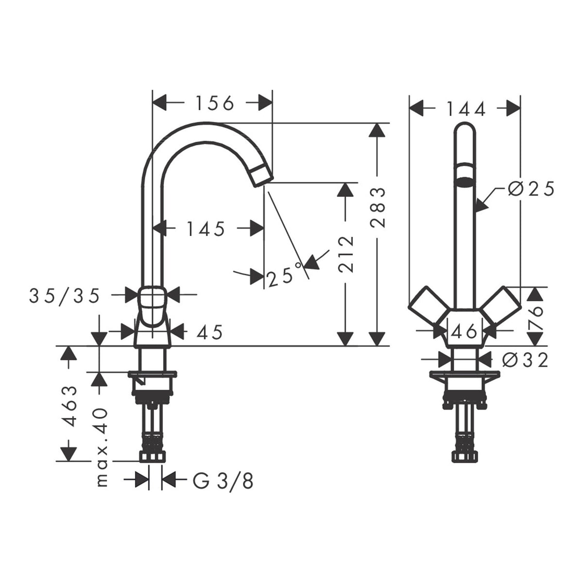 Hansgrohe-Logis-M31-2-handle-kitchen-mixer-220-1jet-71280-technical-01