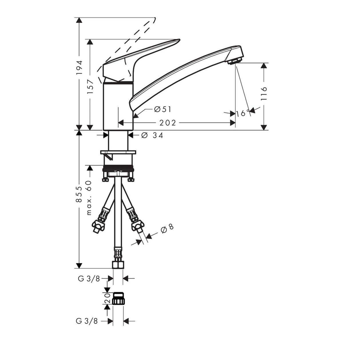 Hansgrohe-Logis-M31-Single-lever-kitchen-mixer-120-LowPressure-vented-hot-water-cylinders-1jet-71831-technical-01