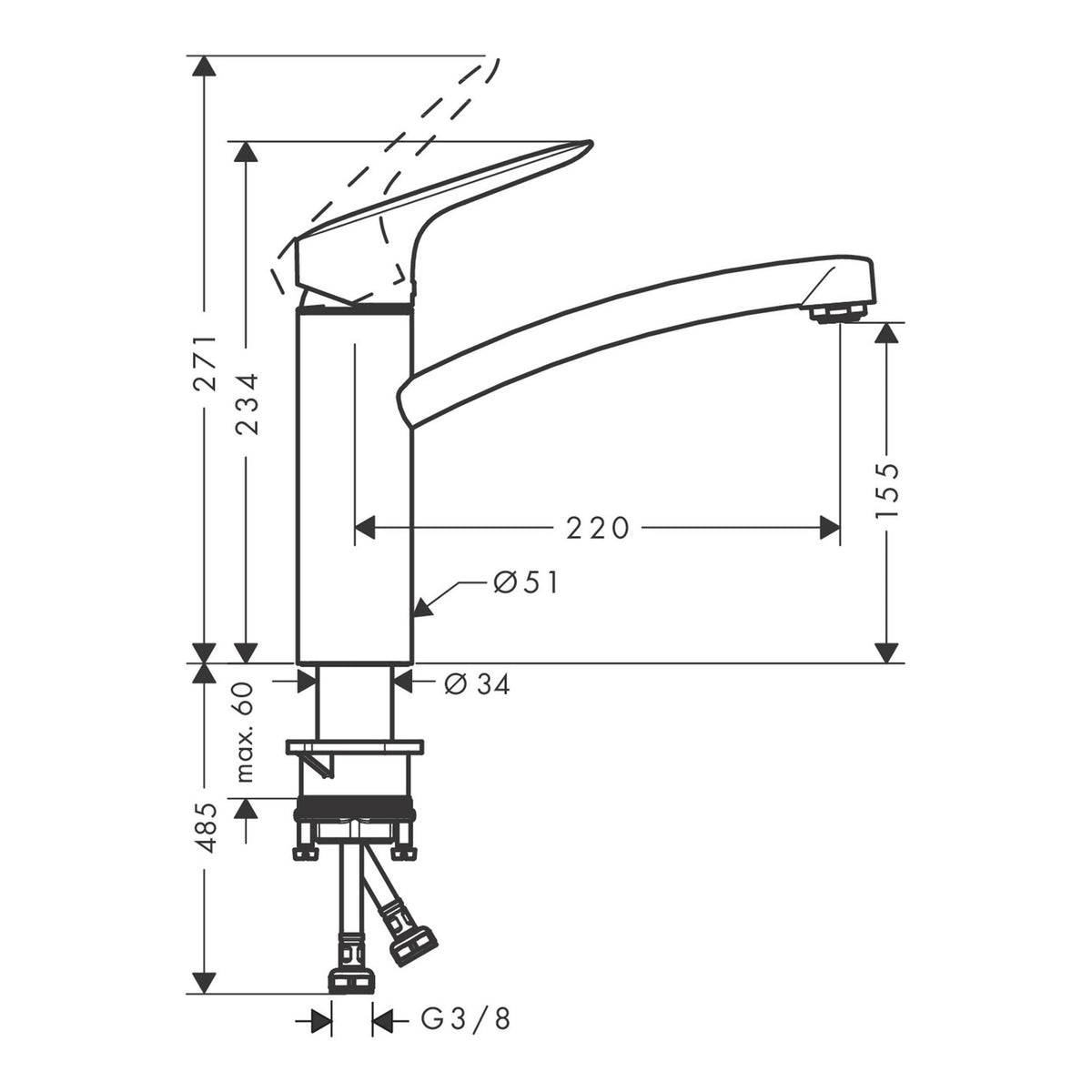 Hansgrohe-Logis-M31-Single-lever-kitchen-mixer-160-1jet-71832-technical-01