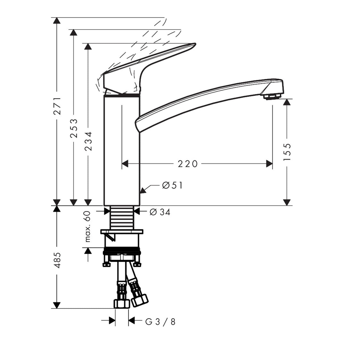 Hansgrohe-Logis-M31-Single-lever-kitchen-mixer-160-CoolStart-EcoSelection-1jet-71839-technical-01