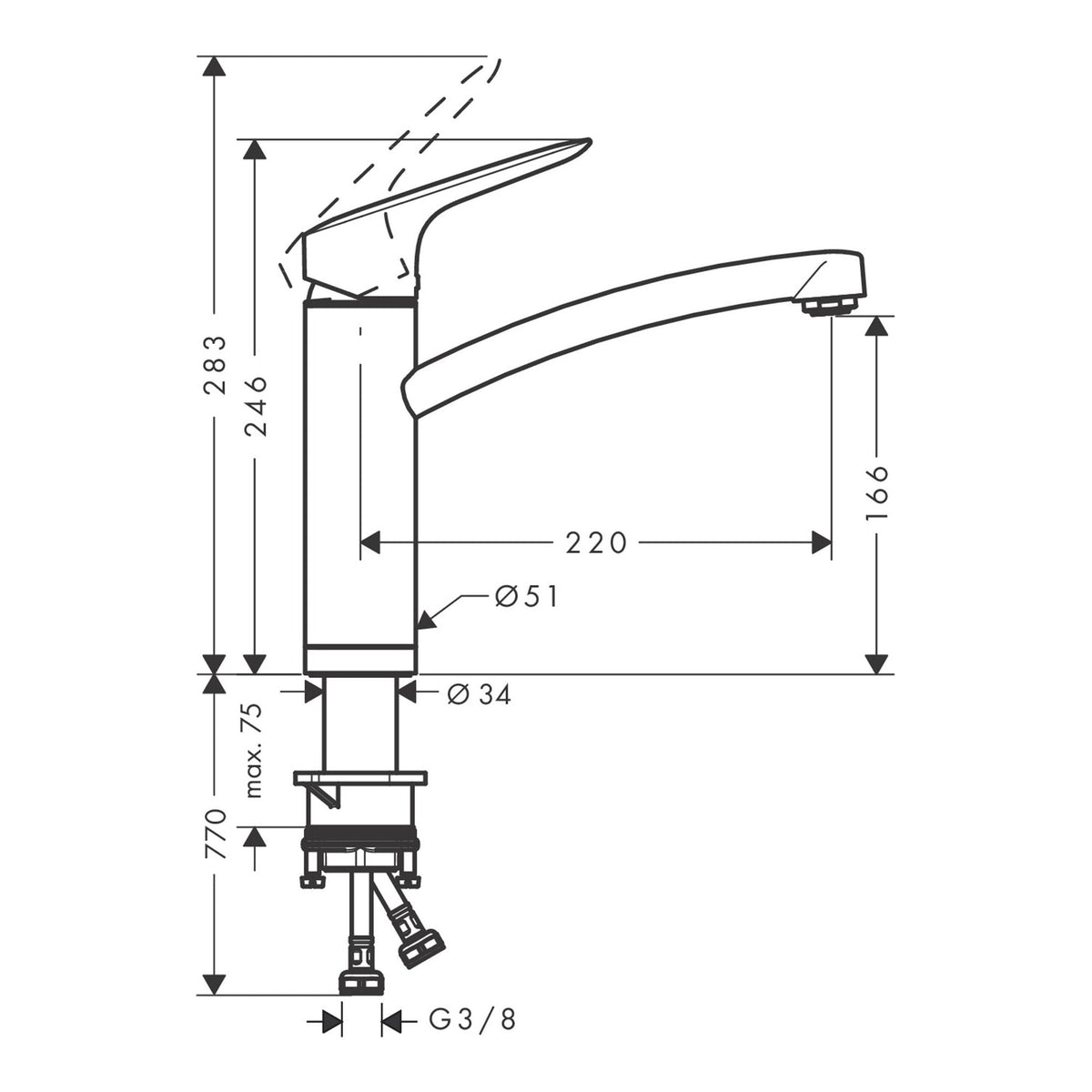 Hansgrohe-Logis-M31-Single-lever-kitchen-mixer-160-installation-in-front-of-a-window-1jet-71833-technical-01