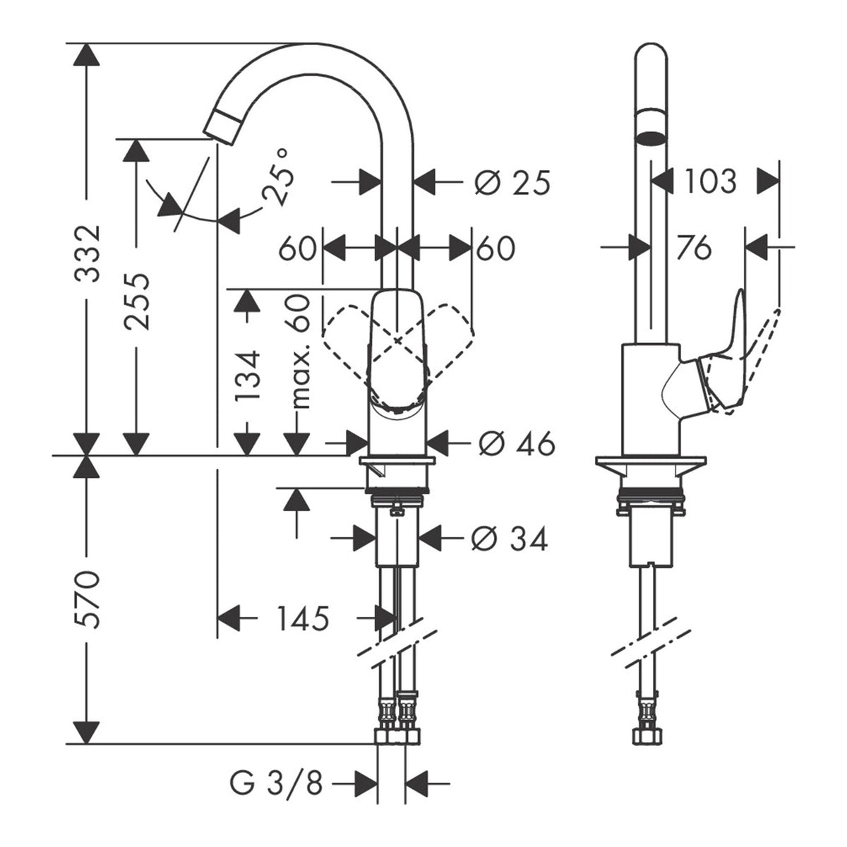 Hansgrohe-Logis-M31-Single-lever-kitchen-mixer-260-EcoSmart-1jet-71861-technical-01