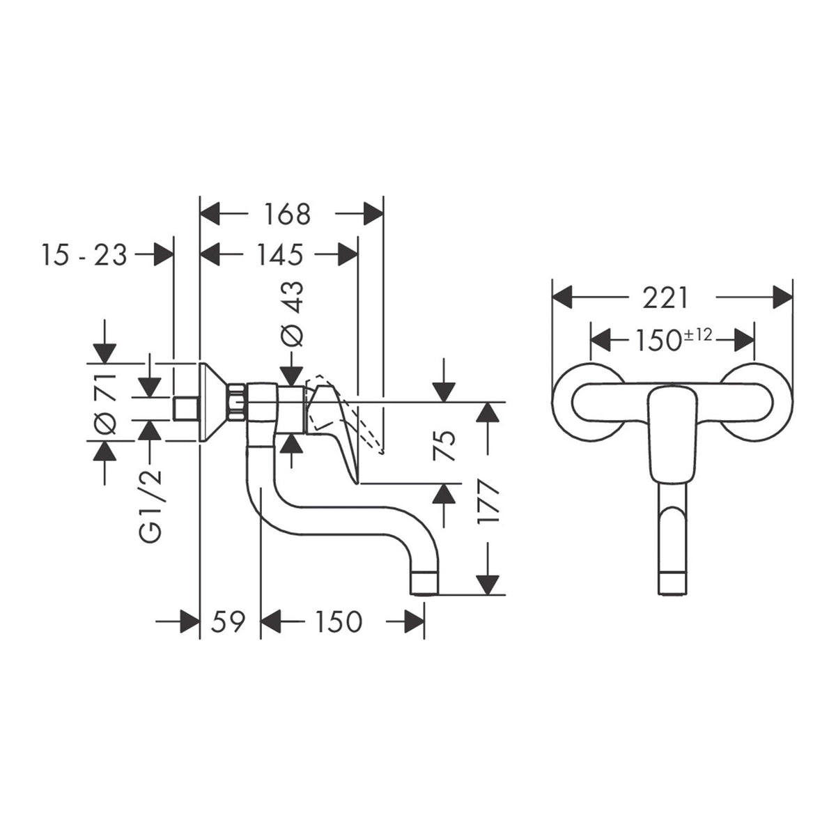 Hansgrohe-Logis-M31-Single-lever-kitchen-mixer-wall-mounted-lowspout-1jet-71836-technical-01