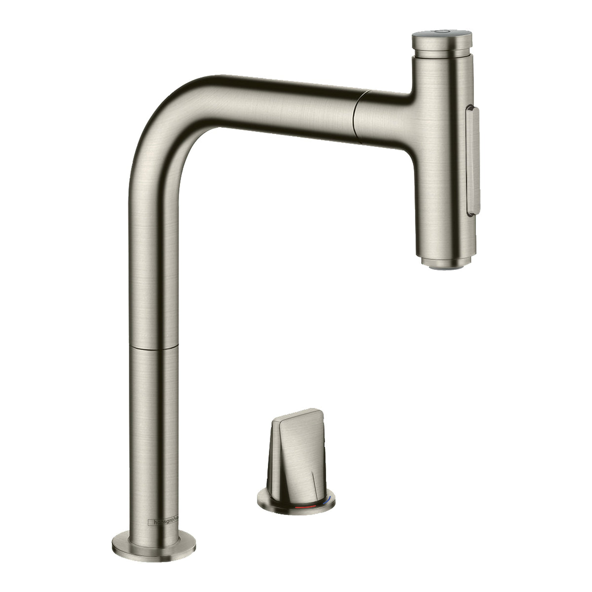 Hansgrohe Metris Select M71 2 hole single lever kitchen mixer 200 pull out spray 2jet Stainless Steel Finish 73819800.jpg