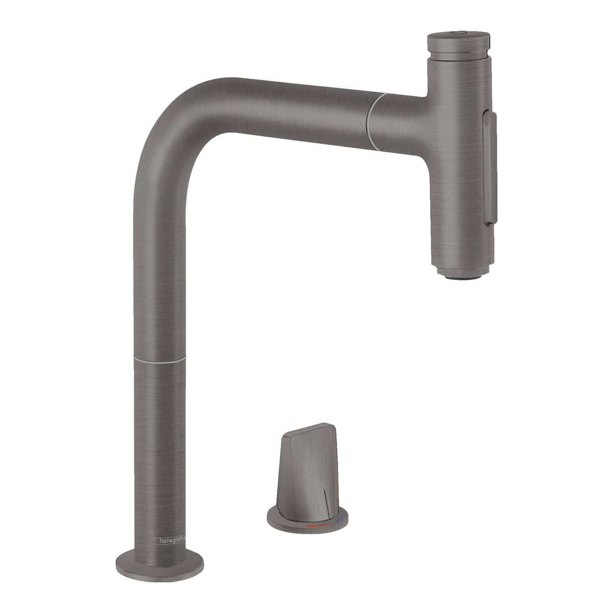Hansgrohe Metris Select M71 2 hole single lever kitchen mixer 200 pull out spray 2jet sBox Brushed Black Chrome 73818340.jpg