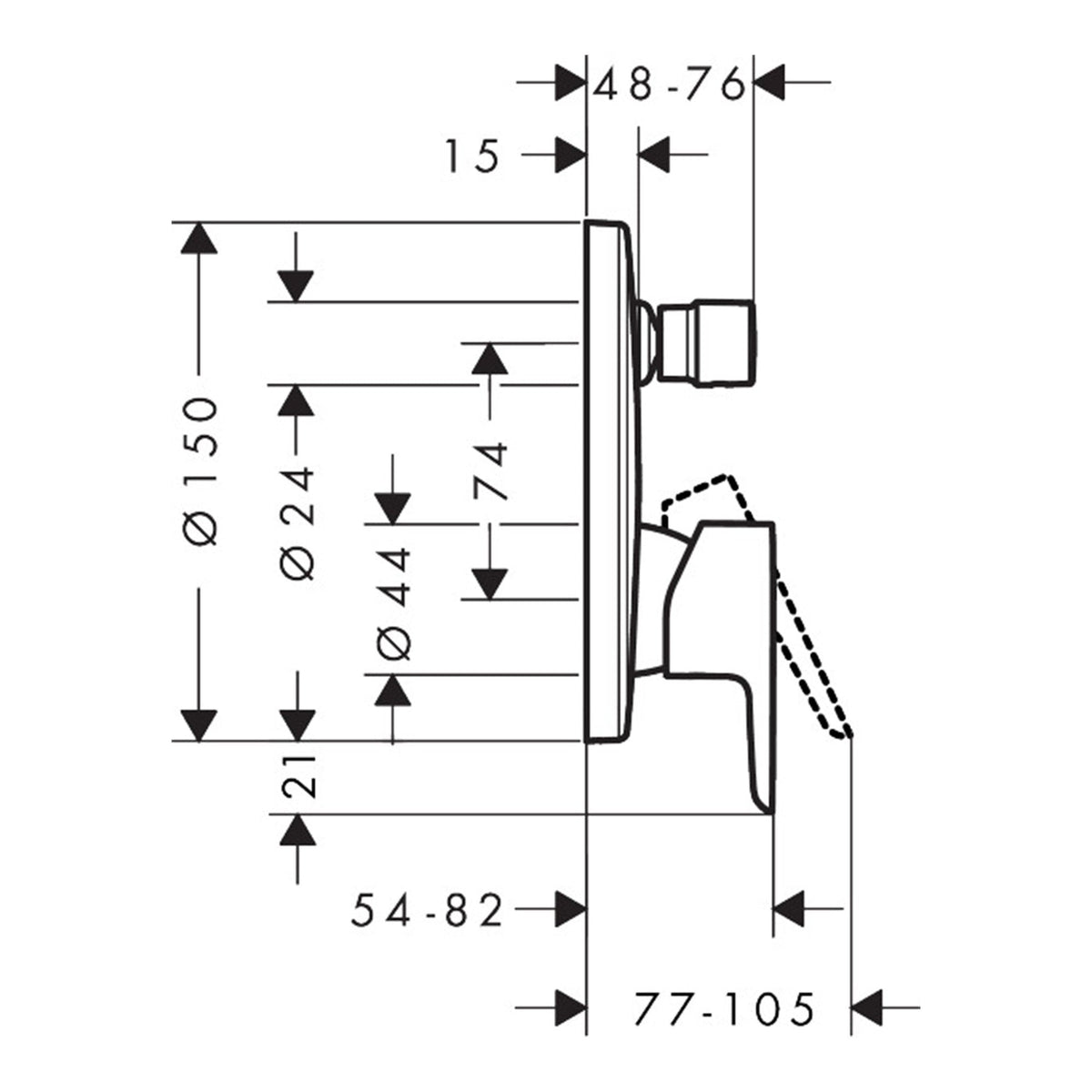 Hansgrohe Neovis Q Single lever bath mixer for concealed installation with integrated security combination according to EN1717 for iBox universal 71483000 technical 01.jpg