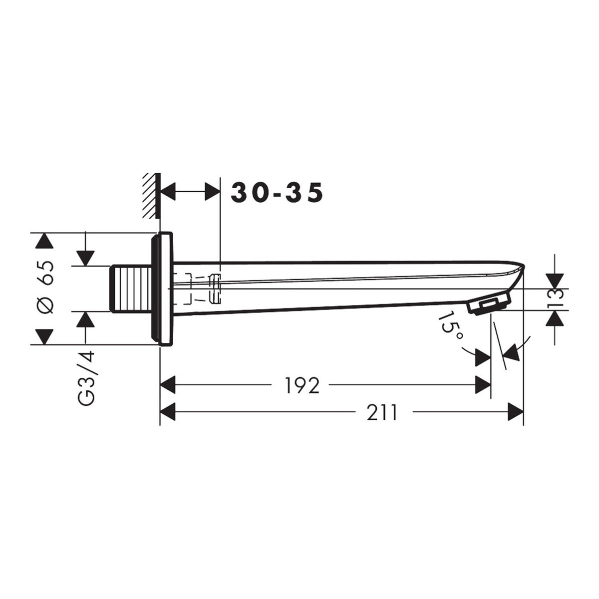 Hansgrohe Novus Bath spout 71320000 technical 01.jpg