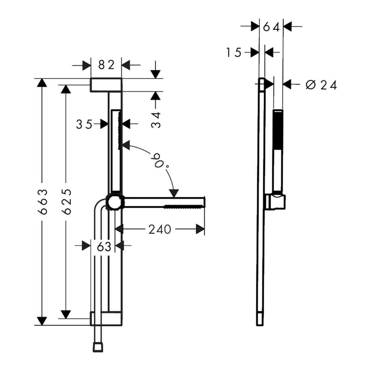 Hansgrohe Pulsify S Shower set 100 1jet EcoSmart with shower bar 65 cm 24372000 technical 01.jpg