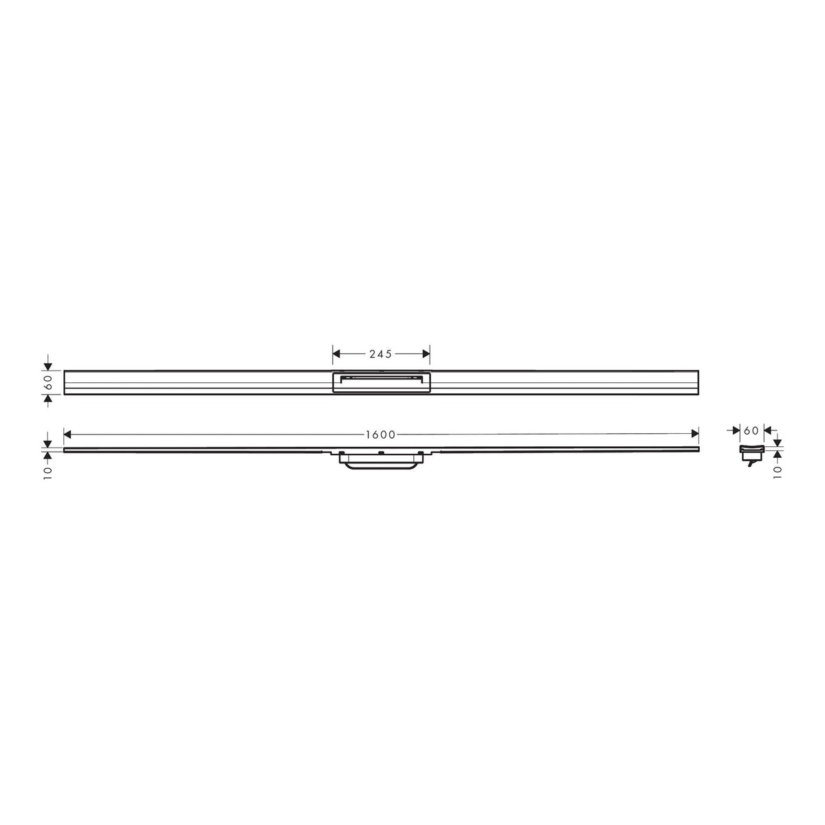 Hansgrohe RainDrain Flex Finish set shower drain 1600 cuttable 56261800 technical 01.jpg