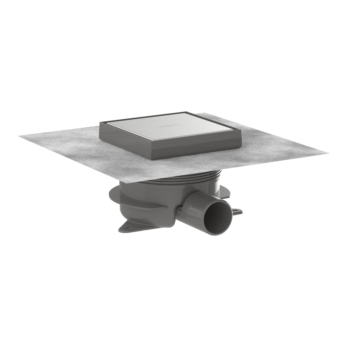 Hansgrohe RainDrain Spot Plus Complete set point drain 150 150 with height adjustable frame and tileable rear cover Brushed Stainless Steel 56226800.jpg