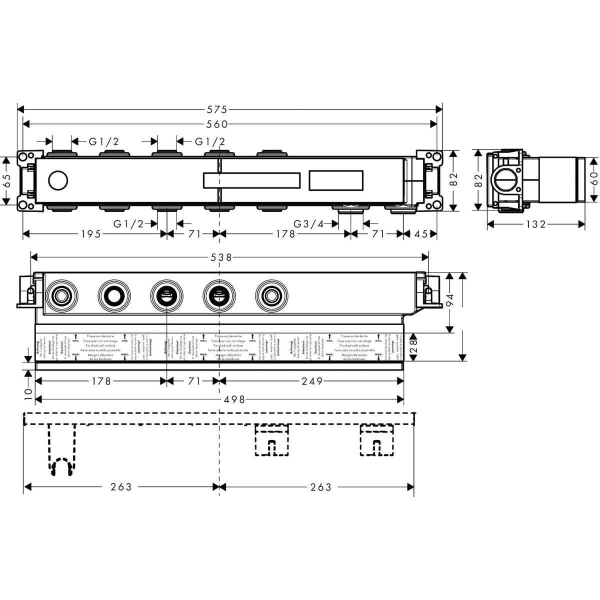גוף פנימי סמוי (Basic set) למערכת 5 דרך הנס גרואה Hansgrohe RainSelect Basic set for 3 functions