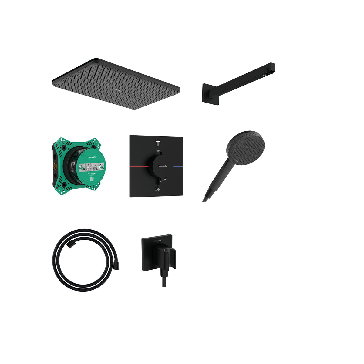 Hansgrohe Raindance Alive Q Design ShowerSet 210 340 1jet with thermostat and basic set iBox universal 2 Matt Black 24620670.jpg