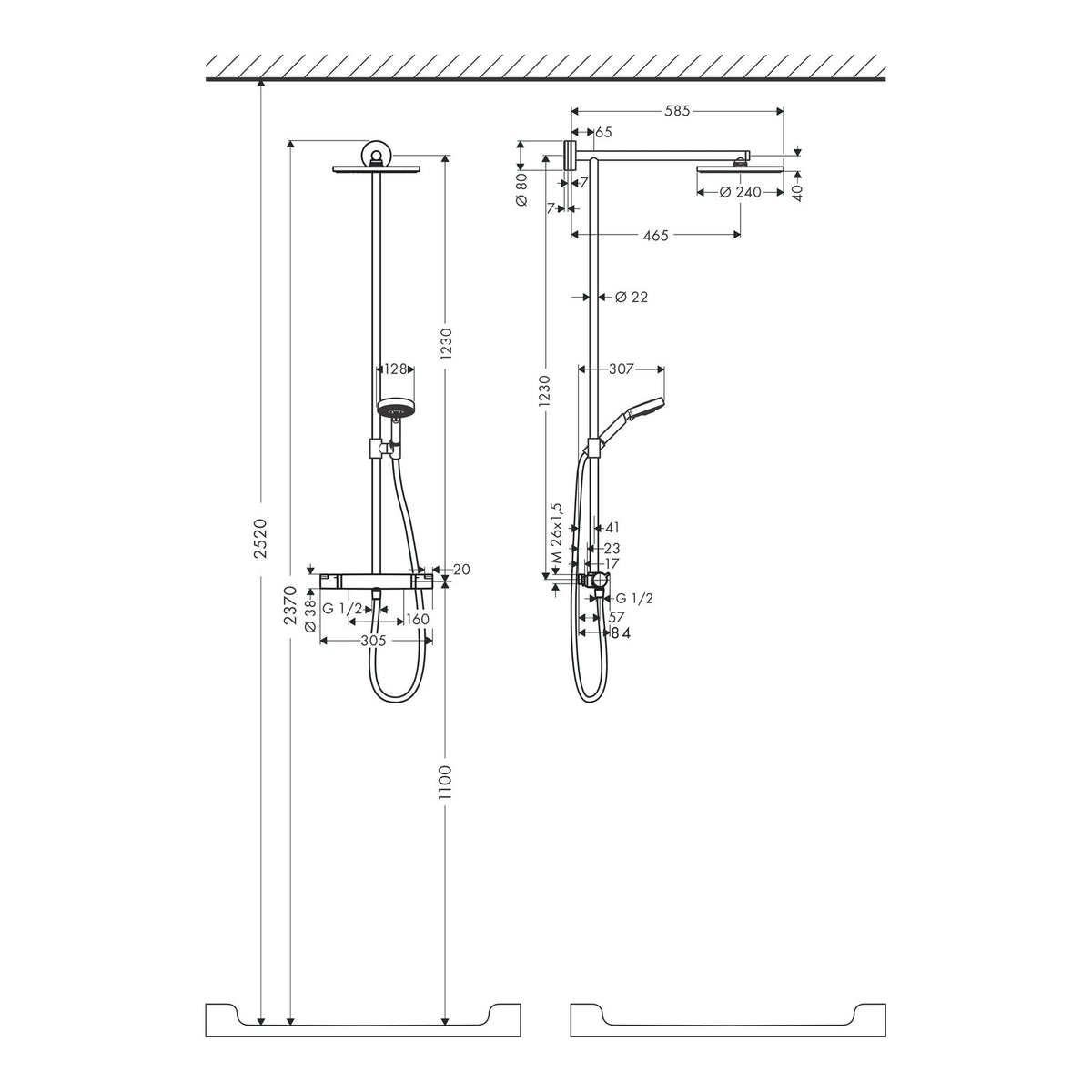 Hansgrohe Raindance S Showerpipe 240 1jet with thermostat 160cc 27233000 technical 02.jpg