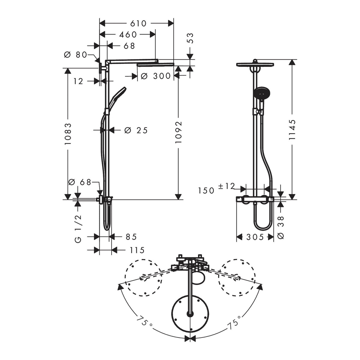 Hansgrohe Raindance S Showerpipe 300 1jet with thermostat 27114000 technical 03.jpg