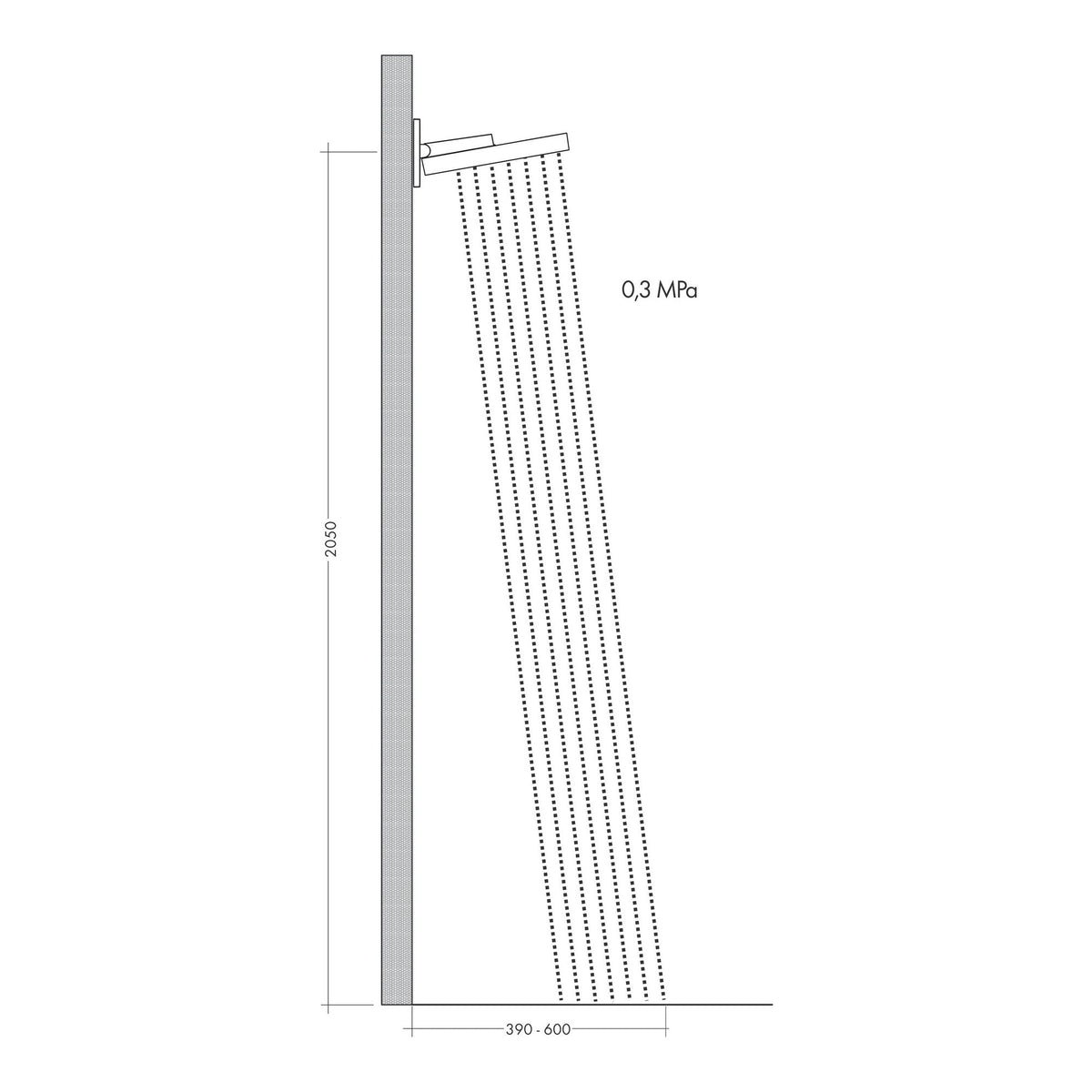 Hansgrohe Rainfinity Overhead shower 250 1jet EcoSmart with wall connector 26227000 technical 03.jpg