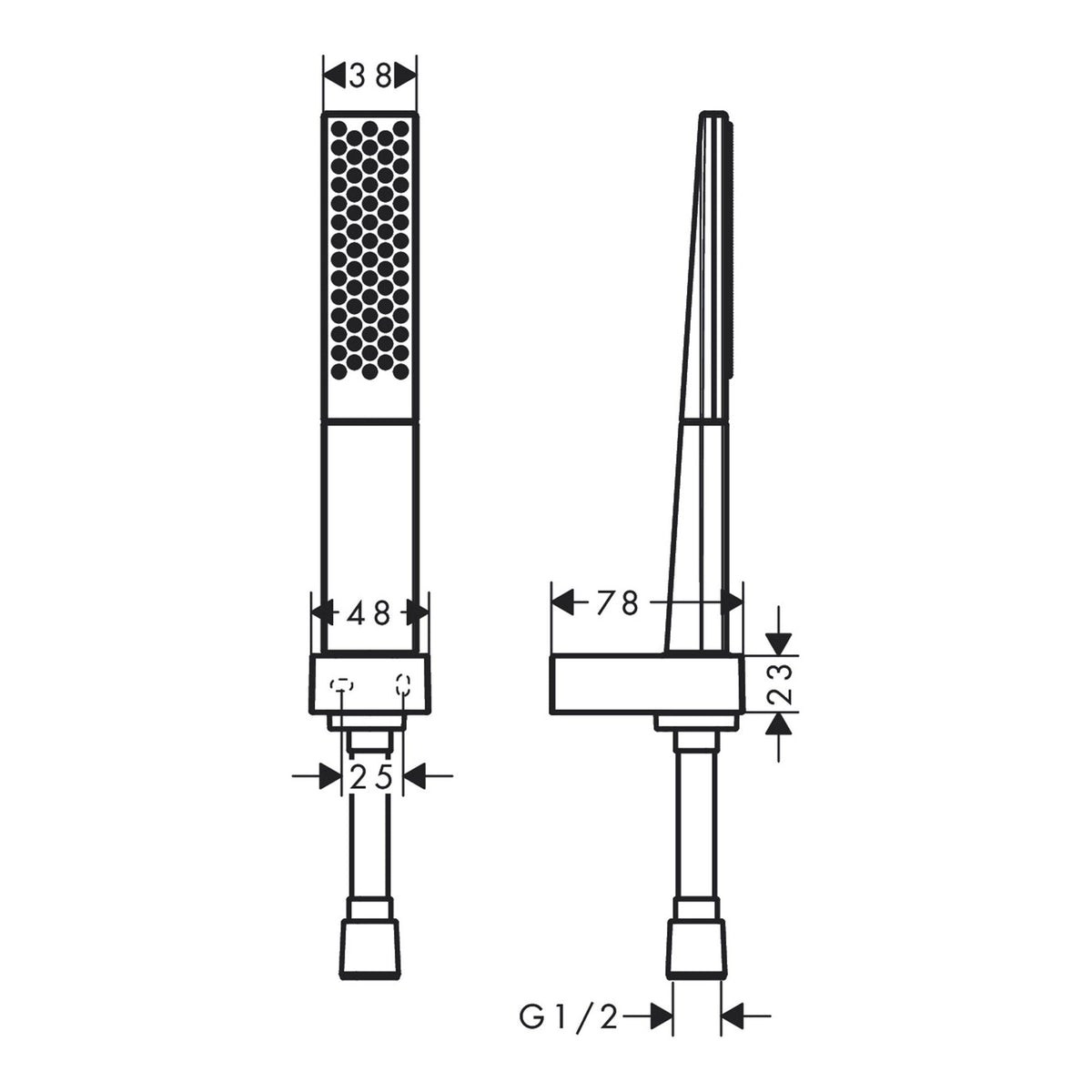 Hansgrohe Rainfinity Shower holder set 100 1jet with shower hose 125 cm 26857000 technical 01.jpg