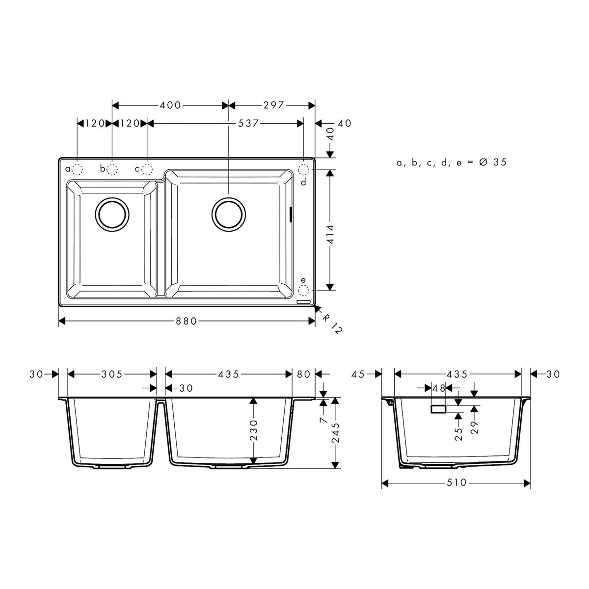 Hansgrohe S51 S510 F760 Built in sink 305 435 43317170 technical 01.jpg