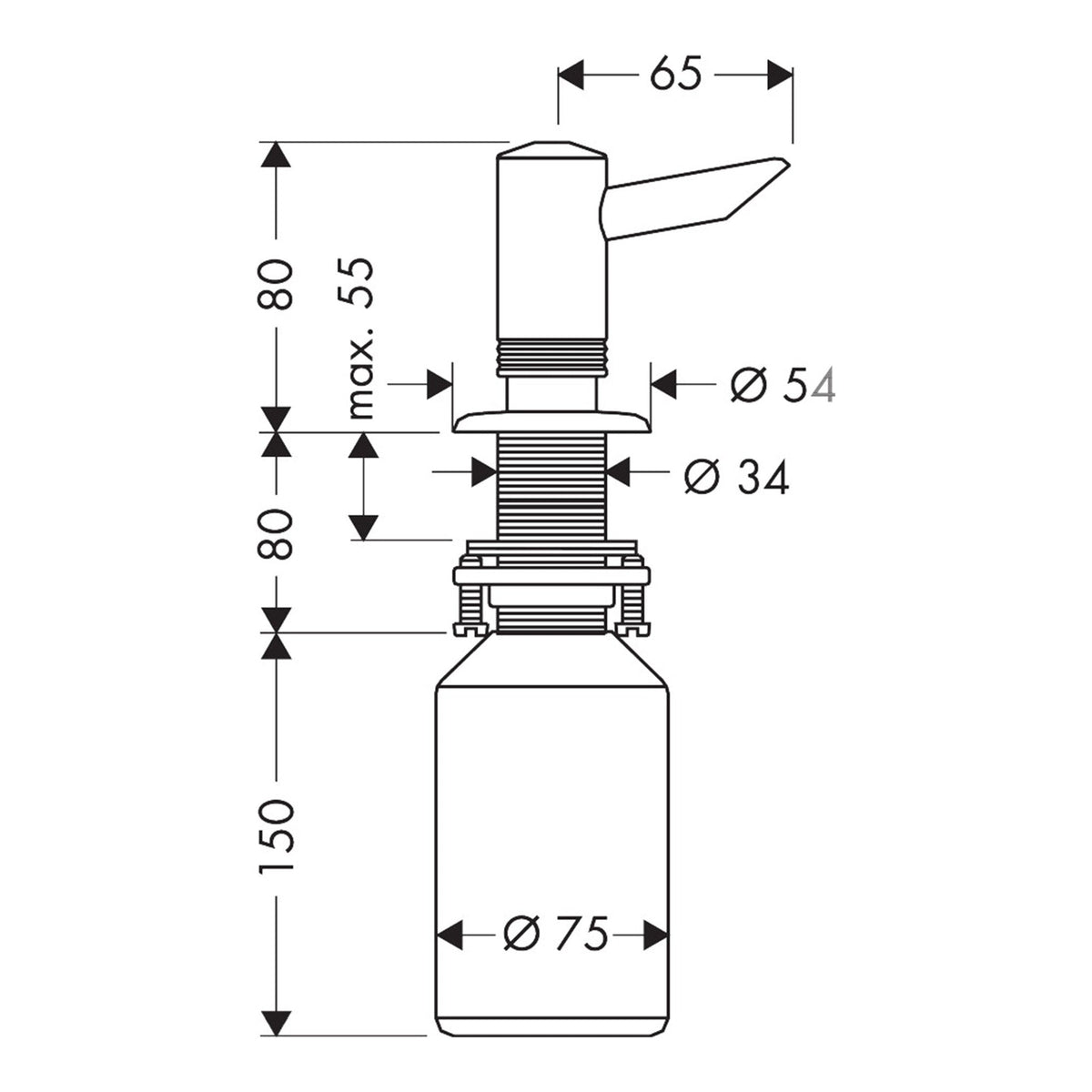 Hansgrohe Soap lotion dispenser 40418000 technical 01.jpg